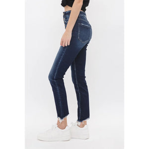 Mica High Rise Ankle Skinny with Button Up