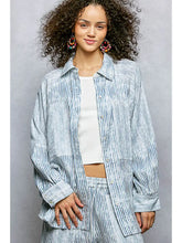 Load image into Gallery viewer, POL - Blue Stripe Striped Raglan Long Sleeve Woven Shirt Top
