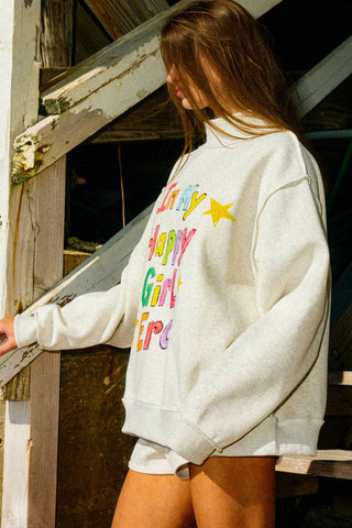 BUCKETLIST INC - IT2594-HAPPYGIRL | 'In My Lucky Girl Era' Print Sweatshirt