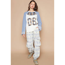 Load image into Gallery viewer, POL Clothing - Plaid Patch “06” Graphic Raglan Top
