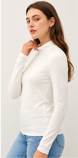 Be Cool - Mock Neck Warmmer Top - Ivory