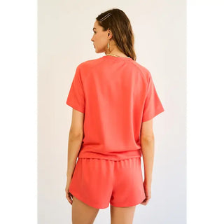 The Greii - Lightweight Short Sleeve Top - Coral