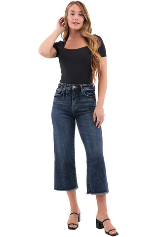 RFM - Chloe High Rise Wide Leg Cropped Frayed Jeans
