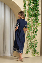Load image into Gallery viewer, Sew In Love Embroidery V-Neck Long Dress With Short Sleeves and Adjustable Belt

