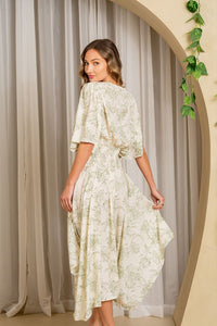 Sew In Love V Neck Maxi Dress - Cream & Green Floral