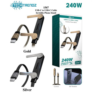 Tech Trendz Usb-c Cable & Phone Stand - Gold