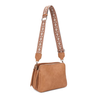 Mila 3 Compartment Crossbody Bag With Guitar Strap