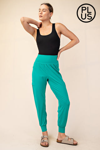 Rae Mode Butter Soft Joggers With Side Pockets – Solid High-Stretch Lounge Pant - Emerald Green