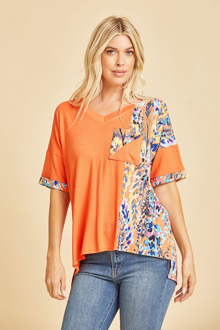 LB Sew In Love Short Sleeve Top - Orange