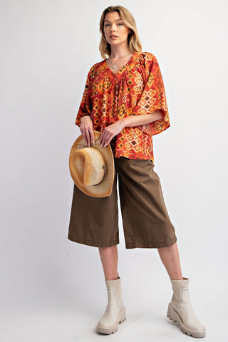 Easel - Abstract Printed Sophia Woven Top