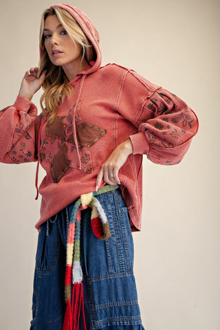 Easel - Floral Patch Thermal Washed Pullover