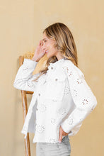 Load image into Gallery viewer, Sew in Love Eyelet Embroidered Denim Jacket
