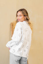 Load image into Gallery viewer, Sew in Love Eyelet Embroidered Denim Jacket
