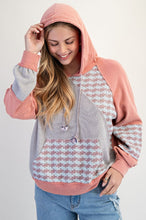 Load image into Gallery viewer, Easel Color Mix Washed Terry Hoodie Pullover – Dusty Coral | Women’s Casual Hoodie
