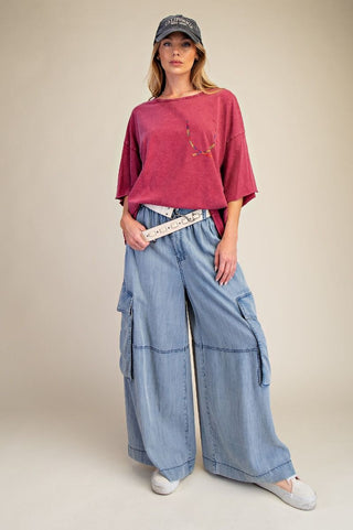 Easel - Washed Cotton Slub Oversized Top