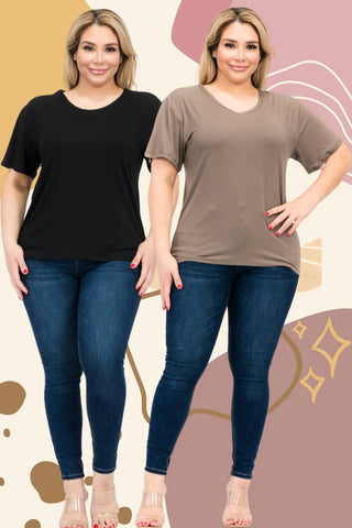 CAPELLA APPAREL - Plus Size Basic Short Sleeve T-shirt