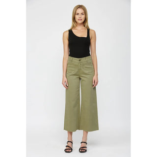 Mica Super High Rise Wide Crop Jeans – Olive | Trendy Boutique Denim