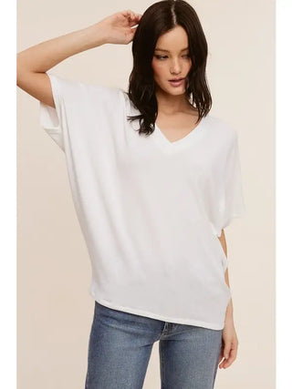 Charlotte Avery Relaxed V-Neck Top- Ivory