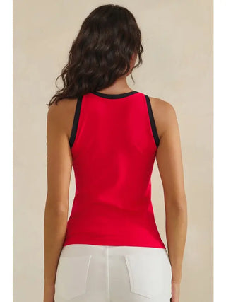 Yelete - Seamless Reversible High Neck Tank Top - Red/Black