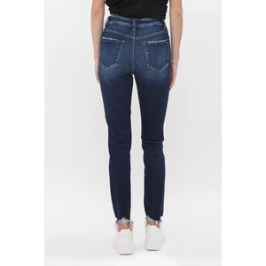 Mica High Rise Ankle Skinny with Button Up