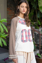 Load image into Gallery viewer, POL Clothing - Plaid Patch “06” Graphic Raglan Top
