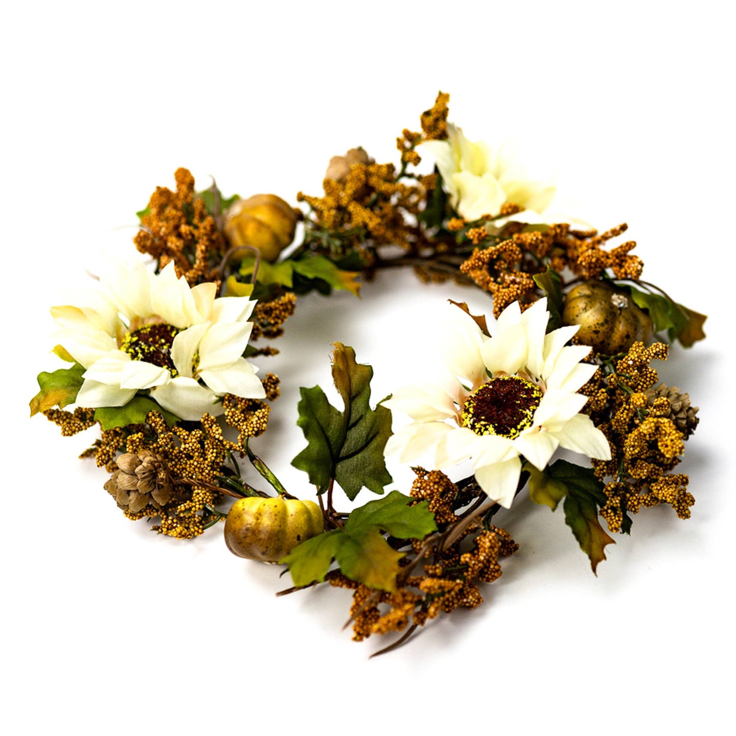 A Cheerful Giver - White Sunflower & Pumpkin Candle Ring