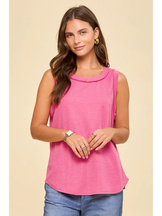 Andree by Unit Waffle Knit Sleeveless Tank Top- Pink