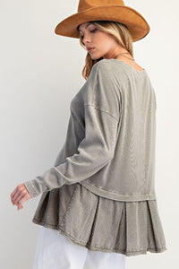 Easel Baby Rib Twill Ruffle Bottom Washed Tunic