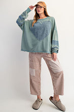 Load image into Gallery viewer, Easel Heart Patch Front Washed Terry Pullover
