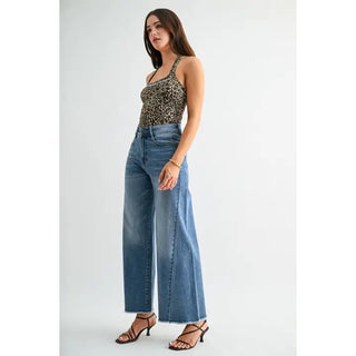 Mica Denim - High Rise Wide Leg Ankle Raw Hem