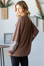 Load image into Gallery viewer, HEIMISH - LONG PUFF SLEEVE SOLID URBAN RIBBED AND FLORAL TOP
