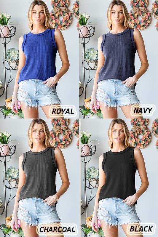 HEIMISH - SLEEVELESS SOLID URBAN RIBBED TOP