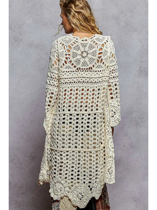 POL Crochet Lace Boho Duster Cardigan