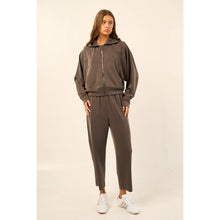 Load image into Gallery viewer, Charcoal Mist Modal Blend Zip-Up Hoodie – Soft Lightweight Layer
