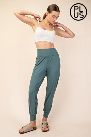 Rae Mode Butter Soft Joggers With Side Pockets – Solid High-Stretch Lounge Pant - Fern Forest