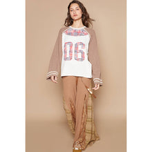 Load image into Gallery viewer, POL Clothing - Plaid Patch “06” Graphic Raglan Top

