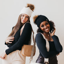 Load image into Gallery viewer, Fine Knit Fur Pom Slouchy Beanie-Hat-Pretty Simple
