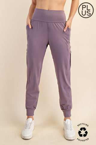 Rae Mode Butter Soft Joggers With Side Pockets – Solid High-Stretch Lounge Pant - Frosted Mulberry