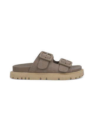 MIA Shoes GEN Slide Taupe Grey– Women’s Sandal with Buckles