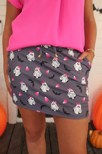 Jess Lea - Gigi the Ghost Skort – Women’s Halloween Print Skirt with Shorts