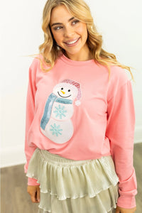 Grace + Emma Glitter Snowman Patch Sweatshirt