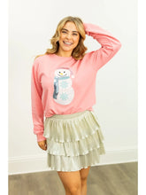 Load image into Gallery viewer, Grace + Emma Glitter Snowman Patch Sweatshirt
