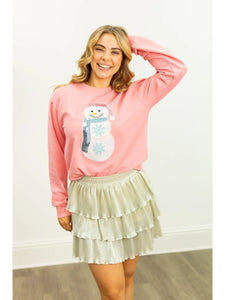 Grace + Emma Glitter Snowman Patch Sweatshirt
