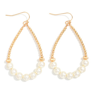 Pearl Beaded Teardrop Earrings – Elegant 2-Inch Drop