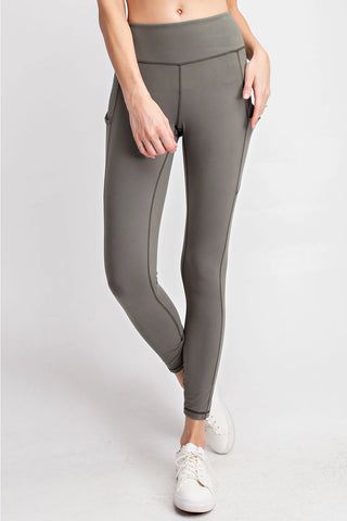 Rae Mode Butter Soft High-Waist Leggings with Pocket – Full Length - Grey Sage