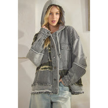 Load image into Gallery viewer, Oli &amp; Hali Washed Fabric Mixed Hooded Button Down Jacket | Women’s Oversized Shacket
