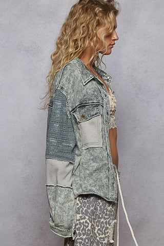 POL Long Sleeve French Terry Contrast Jacket