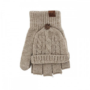 CC Cable Pattern Convertible Flip Mittens – One Size Winter Gloves