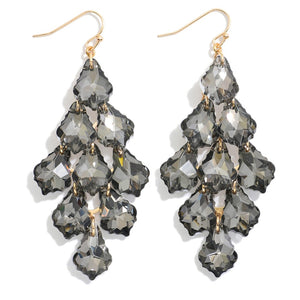 Glass Crystal Tassel Drop Earrings – Sparkling 3-Inch Statement