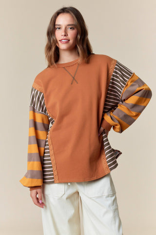 Fantastic Fawn - Multi Stripe Color Block Sweatshirt